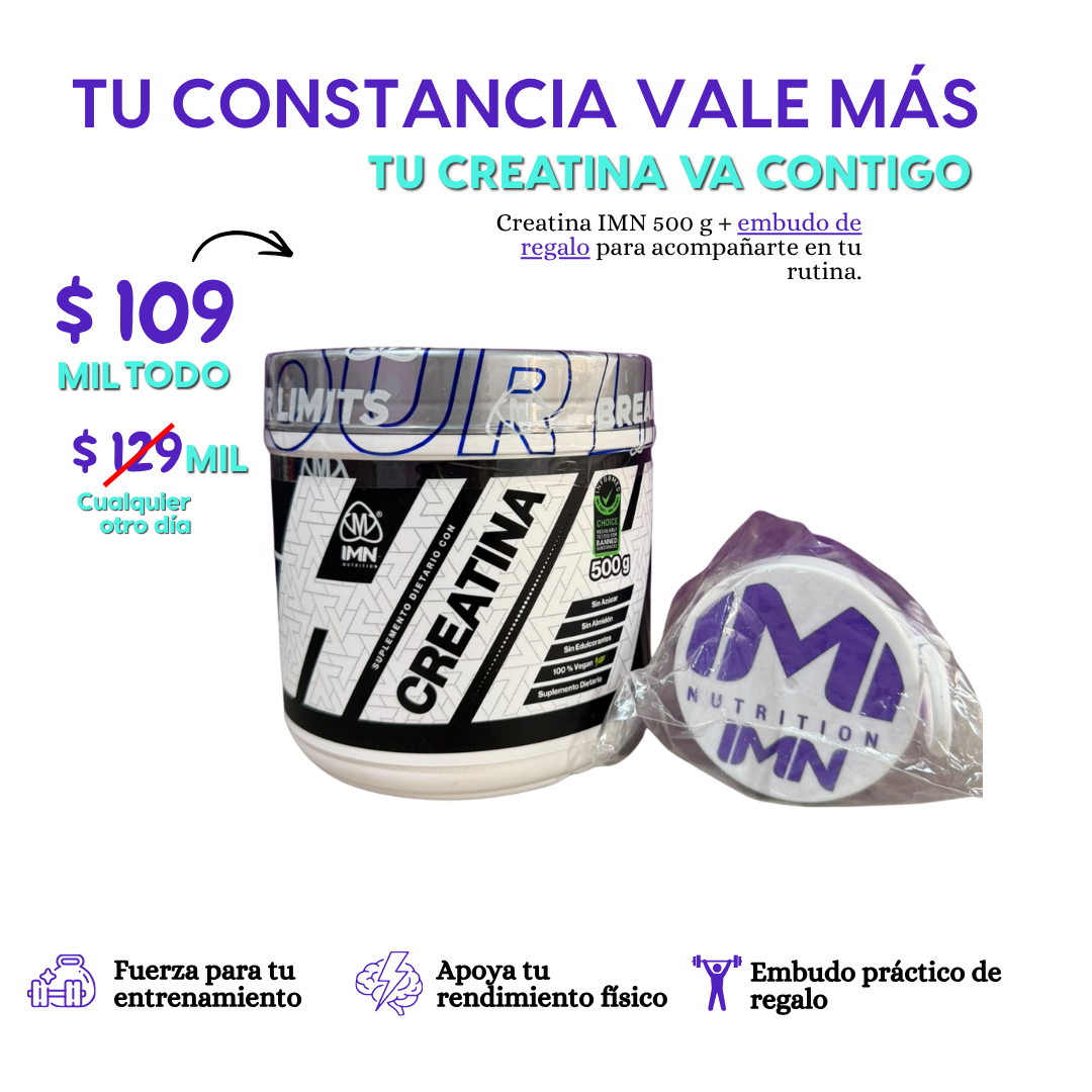 Creatina IMN 500 g + Embudo de Regalo